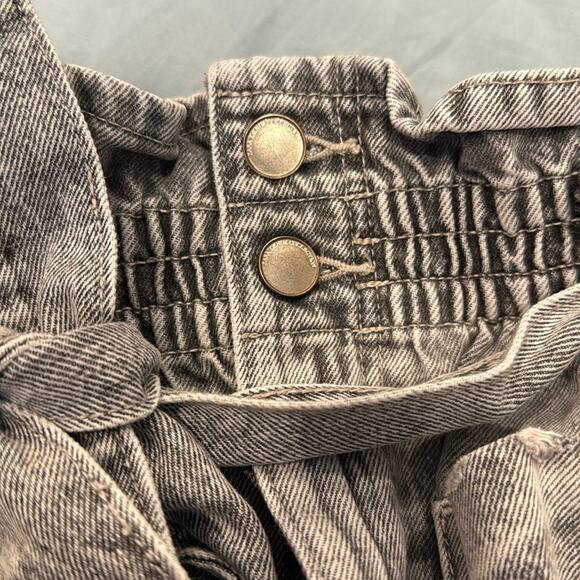 Zara PAPERBAG WAIST DENIM SHORTS GRAY Size 38 (US 6) - Picture 4 of 7